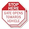 Signmission Stop Here Gate Opens Towards Vehicl, 10 inch X 10 inch, Aluminum Metal Signs, 2PK OC-A-2PACK-10-135 - alternate 1