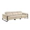Homeroots 103" Beige Top Grain Leather Reclining Metal USB Sofa 720327 - alternate 1