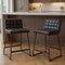 Homeroots Set of Two 26" Black Faux Leather and Steel Counter Height Bar Chairs, 2PK 555731 - alternate 6