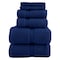 Lavish Home 6PC Bathroom Towels Set 100% Cotton Bathroom Accessories Soft Towel Set for Shower, Gym, Dorm, Spa 67-0035-NVY - alternate 1