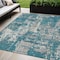Homeroots 5' X 8' Teal Blue Gray And Ivory Abstract Washable Indoor Outdoor Area Rug 597999 - alternate 1