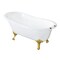 Kingston Brass 61" Cast Iron Oval Single Slipper Clawfoot Tub, 7" Faucet Drillings, White/Brushed Brass VCT7D653129B7 - alternate 1
