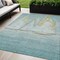 Homeroots 5' X 8' Teal Blue And Gold Nautical Washable Indoor Outdoor Area Rug 631042 - alternate 1