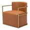 Homeroots 27" Brown And Gold Faux Leather And Faux Leather Arm Chair 556474 - alternate 9