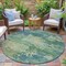 Homeroots 8' Teal Blue Beige And Denim Blue Round Abstract Washable Indoor Outdoor Area Rug 630749 - alternate 7