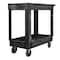 Rubbermaid Commercial Structural Foam Utility Cart with Deep Lipped Plastic Shelves, Flat, 2 Shelves, 300 lbs FG9T6600BLA - alternate 1