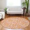 Homeroots 8' Orange Pink And Beige Round Abstract Washable Indoor Outdoor Area Rug 602583 - alternate 6