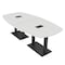 Skutchi Designs Arc Boat Conference Table, 45 in W, 96 in L, White HAR-ABOT-48x96-DOU.BK-WA7976-EBLK - alternate 1