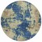 Homeroots 8' Navy Blue And Beige Round Abstract Washable Indoor Outdoor Area Rug 630695 - alternate 7