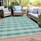 Homeroots 10' X 14' Teal Blue And Ivory Plaid Washable Indoor Outdoor Area Rug 595516 - alternate 9