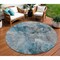 Homeroots 8' Teal Blue And Navy Blue Round Abstract Washable Indoor Outdoor Area Rug 581775 - alternate 1