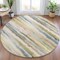 Homeroots 8' Gold Gray And Ivory Round Striped Washable Indoor Outdoor Area Rug 631409 - alternate 6