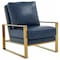 Leisuremod Jefferson Leather Modern Design Accent Armchair with Elegant Gold Frame, Navy Blue JAG29NBU-L - alternate 1