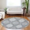 Homeroots 8' Gray Silver And Charcoal Round Ikat Washable Indoor Outdoor Area Rug 589154 - alternate 8