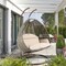 Leisuremod Wicker Hanging 2 person Egg Swing Chair With Outdoor Cover, Beige ESC57BG-C - alternate 5
