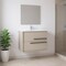 Homeroots 24" Tan Wood Floating Bathroom Vanity With White Sink And Two Drawers 624084 - alternate 5