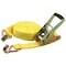 Prosource Tie-Down, 2 in W, 27 ft L, Polyester Webbing, Metal Ratchet, Yellow, 3333 lb, Steel End Fitting FH64066 - alternate 1