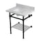 Kingston Brass 30-Inch Carrara Marble Console Sink with Brass Legs and Shelf, 8-Inch, 3-Hole KVPB30MBSQB0 - alternate 1