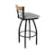 Holland Bar Stool Co 36in Swivel Extra Tall Bar Stool, Black Wrinkle Finish, Medium Back, Canter Folkstone Grey Seat 881 - alternate 11