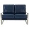 Leisuremod Jefferson Contemporary Faux Leather Loveseat with Silver Frame, Navy Blue JAS53NBU-L - alternate 7