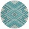 Homeroots 8' Teal Blue And Ivory Round Tribal Washable Indoor Outdoor Area Rug 598156 - alternate 8