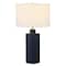 Homeroots 25" Navy Blue Ceramic Cylinder Table Lamp With White Drum Shade 524336 - alternate 8