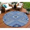 Homeroots 8' Blue Gray And Ivory Round Tribal Washable Indoor Outdoor Area Rug 598102 - alternate 1