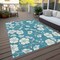 Homeroots 9' X 12' Turquoise Ivory And Gray Floral Washable Indoor Outdoor Area Rug 599932 - alternate 9