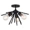 Vaxcel Estelle 3-Light 17 in W Matte Black Mid-Century Modern Sputnik Semi Flush Ceiling Fixture C0249R - alternate 1
