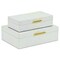 Homeroots Set of Two White And Gold Faux Shagreen Nesting Storage Boxes With Lids, 2PK 712934 - alternate 1