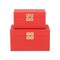 Homeroots Set of Two Red Solid Wood And Fabric Box With Lid, 2PK 489389 - alternate 1