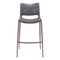 Homeroots Set of Two 29" Dark Gray and Walnut Faux Leather and Steel Low Back Counter Height Bar Chairs, 2PK 555689 - alternate 6