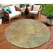 Homeroots 8' Artichoke Green And Gold Round Abstract Washable Indoor Outdoor Area Rug 615586 - alternate 1