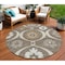 Homeroots 8' Brown Beige And Taupe Round Medallion Washable Indoor Outdoor Area Rug 589598 - alternate 1
