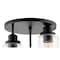 Jonathan Y Jonah 12" 3-Light Bohemian Farmhouse Iron/Seeded Glass LED Semi Flush Mount, Black/Clear JYL7556A - alternate 10