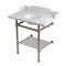 Kingston Brass 36-Inch Carrara Marble Console Sink with Brass Legs and Shelf, 8-Inch, 3-Hole LMS36MBB8 - alternate 1