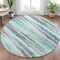 Homeroots 8' Teal Blue Plum And Ivory Round Striped Washable Indoor Outdoor Area Rug 631415 - alternate 6
