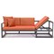 Leisuremod Chelsea Black Sectional With Adjustable Headrest & Coffee Table With Orange Cushions CSLBL-80OR - alternate 9