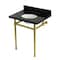 Kingston Brass 30" Black Granite Console Sink with Brass Legs, 8-Inch, 3-Hole, Black Granite/Brushed Brass KVPK30KB7 - alternate 1