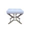 Homeroots 20in White and Silver Tufted Faux Leather and Metal Upholstered Bench 733246 - alternate 6