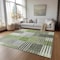 Homeroots 9' X 12' Green And Olive Green Striped Washable Indoor Outdoor Area Rug 581699 - alternate 9