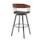 Homeroots 31" Black Faux Leather And Metal Swivel Bar Height Bar Chair 534455 - alternate 9
