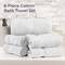 Lavish Home 6PC Bathroom Towels Set 100% Cotton Bathroom Accessories Soft Towel Set for Shower, Gym, Dorm, Spa 67-0035-WHT - alternate 10