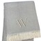 Homeroots 55" X 70" Gray White Herringbone Cotton Blend W Initial Throw Blanket with Tassels Embroidery 655546 - alternate 5