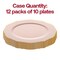 Smarty Had A Party 10.25" Pink with Gold Rim Round Blossom Disposable Plastic Dinner Plates (120 Plates), 120PK 4840PG-CASE - alternate 10