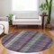 Homeroots 8' Plum Eggplant And Gray Round Plaid Washable Indoor Outdoor Area Rug 613989 - alternate 7