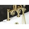 Kingston Brass 7" Center Deck-Mount Clawfoot Tub Faucet with Knurled Handle and Hand Shower, Brushed Brass AE8407RKX - alternate 5