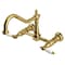 Kingston Brass Two-Handle Wall Mount Bridge Kitchen Faucet, Brushed Brass KS1247PL - alternate 1
