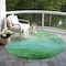 Homeroots 8' Green And Teal Blue Round Striped Washable Indoor Outdoor Area Rug 610885 - alternate 8