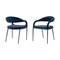 Homeroots Set of Two Blue And Black Upholstered Polyester Open Back Dining Arm Chairs 569423 - alternate 9